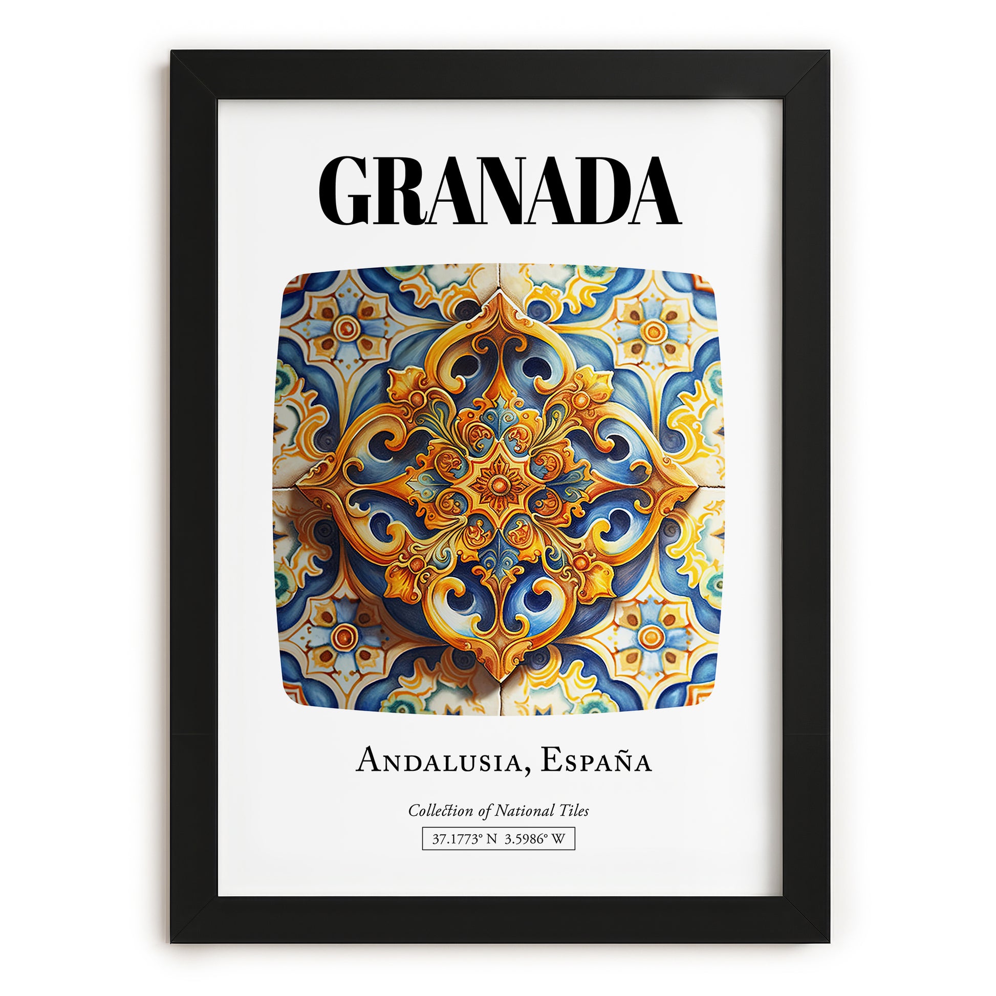 Granada, Spain – Travel Poster, in sleek black frame