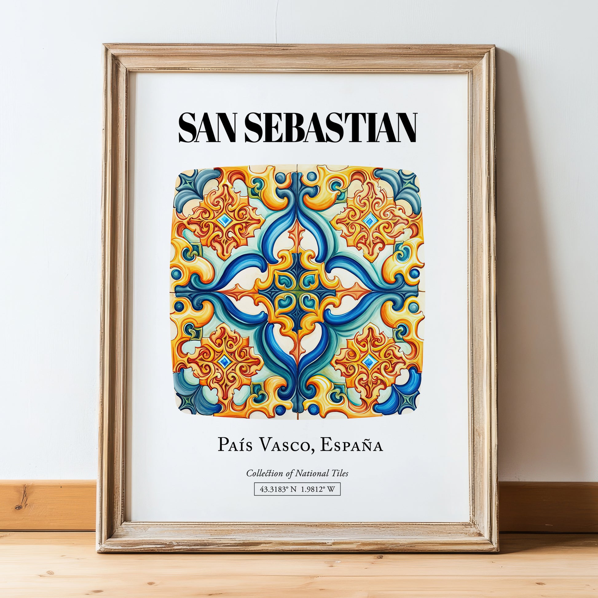 San Sebastian, Spain – Dream Destination Decor, in wooden frame leaning on the floor
