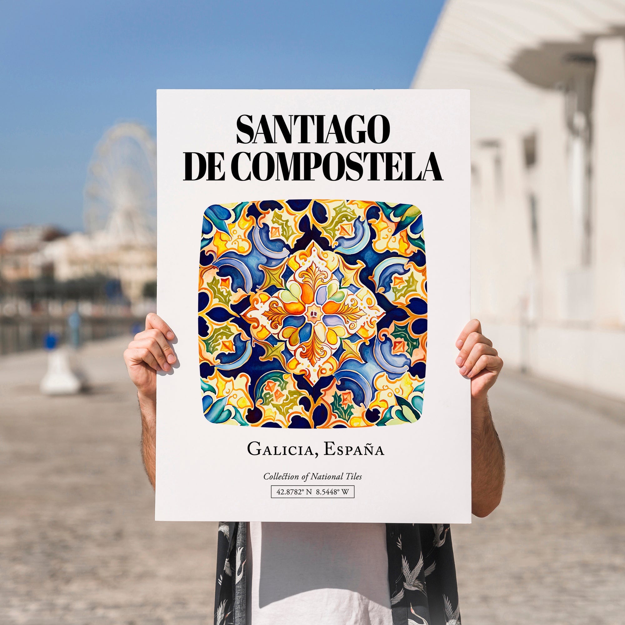 Santiago De Compostela, Spain – Travel Memories Wall Print, no-text version framed in wood