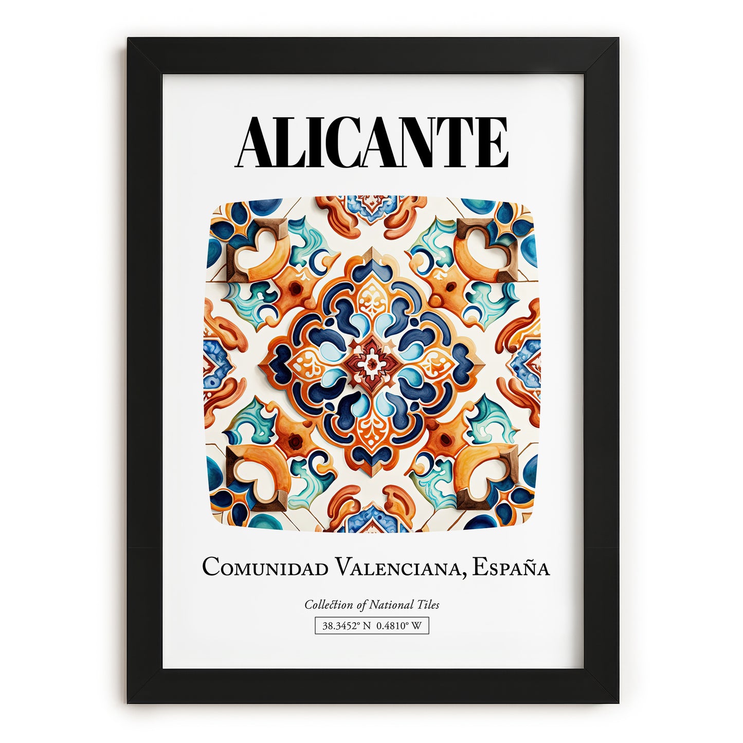 Alicante, Spain – Minimalist Travel Print, in sleek black frame