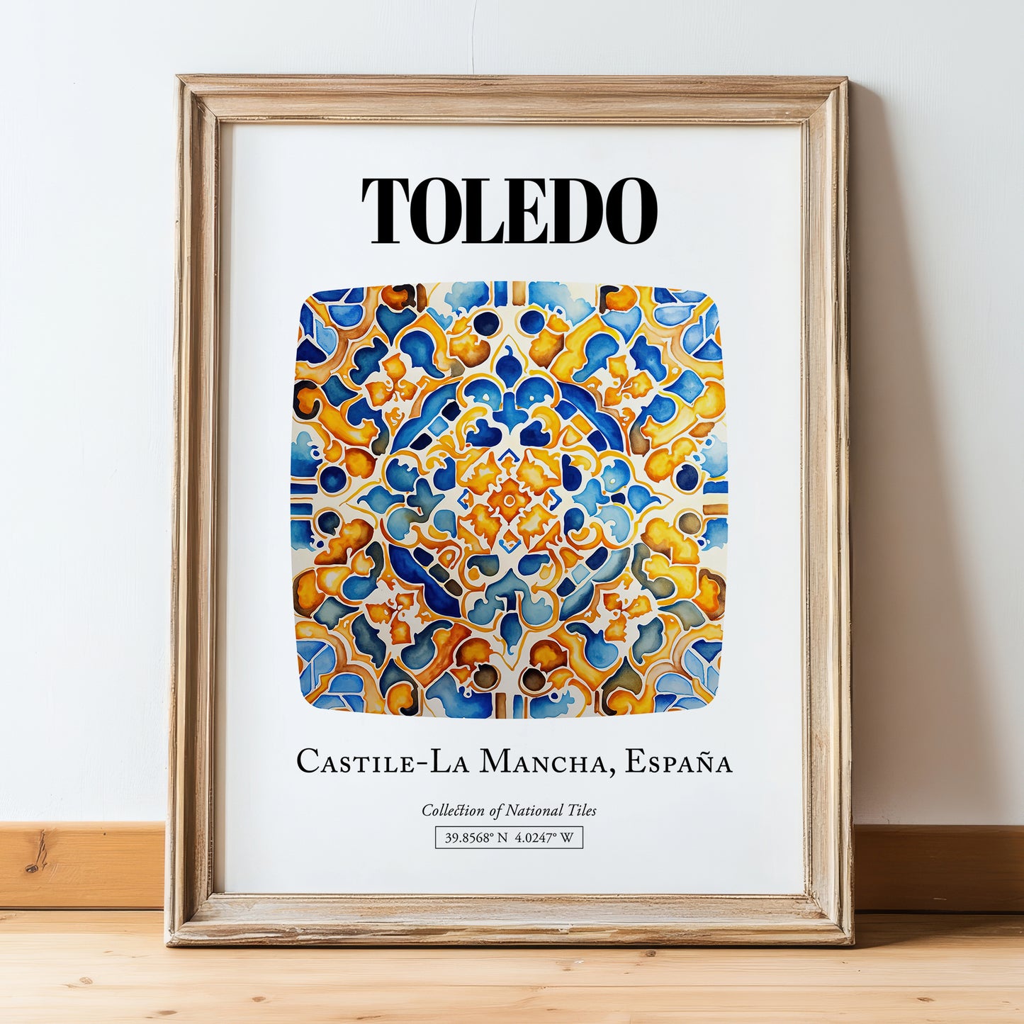 Toledo, Spain – Travel Memories Wall Print, in wooden frame leaning on the floor