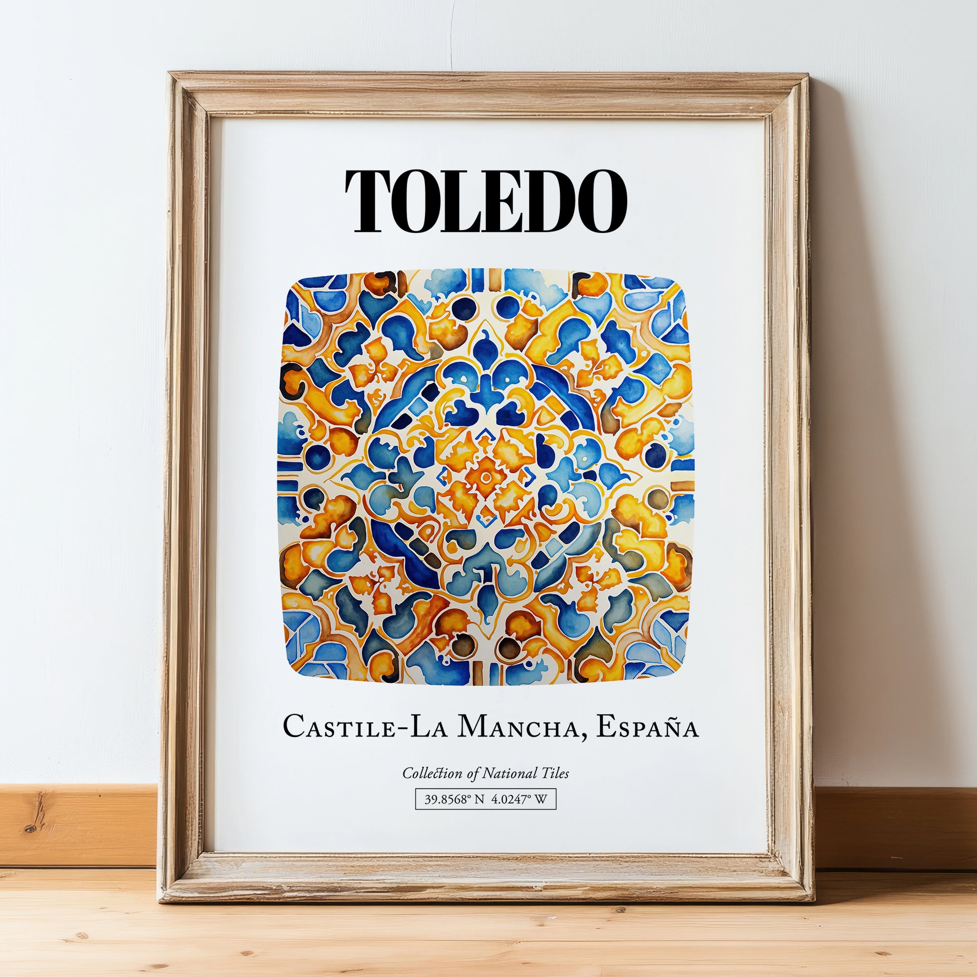 Toledo, Spain – Travel Memories Wall Print, in wooden frame leaning on the floor