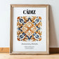 Cádiz, Spain – Travel Poster, in wooden frame leaning on the floor
