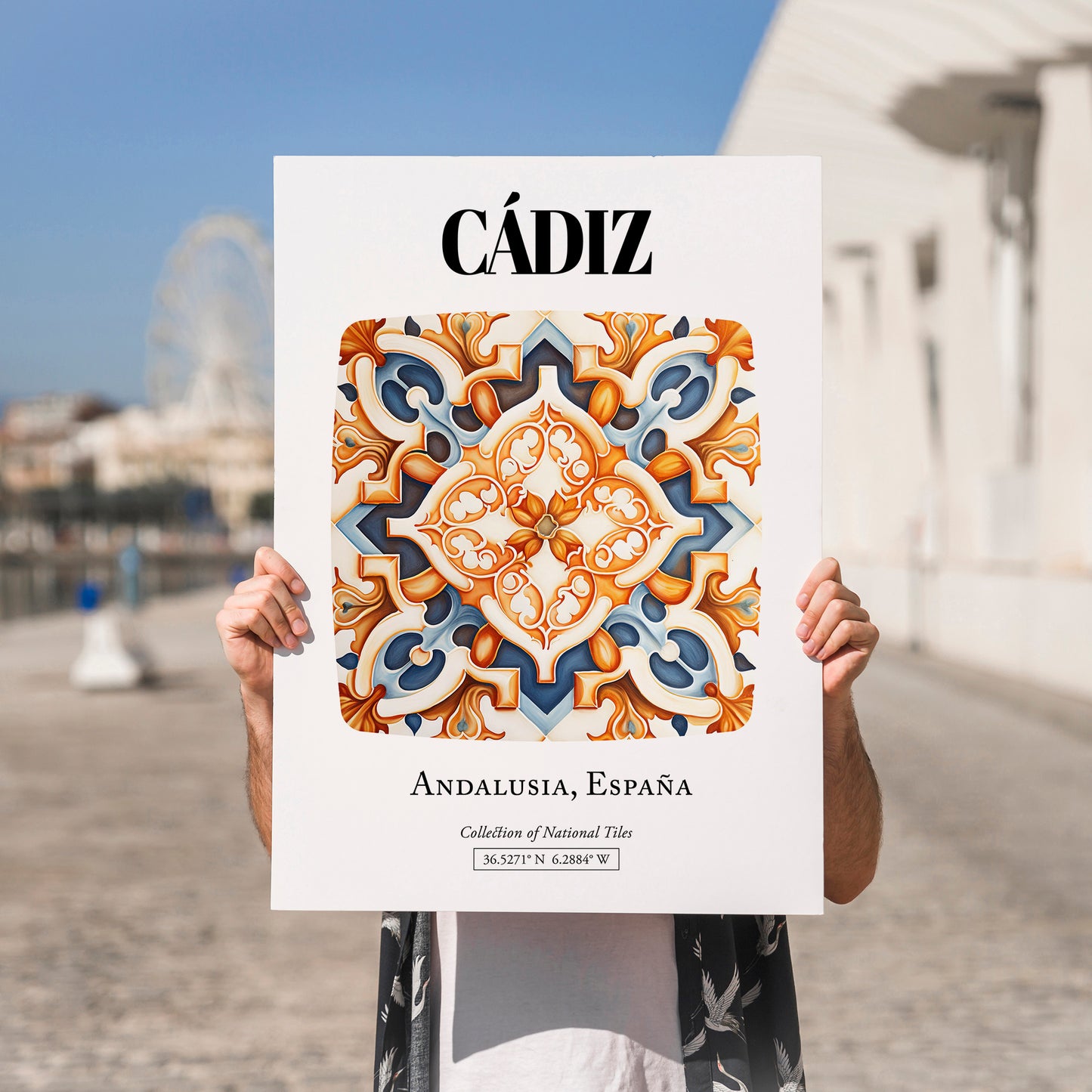 Cádiz, Spain – Travel Poster, no-text version framed in wood