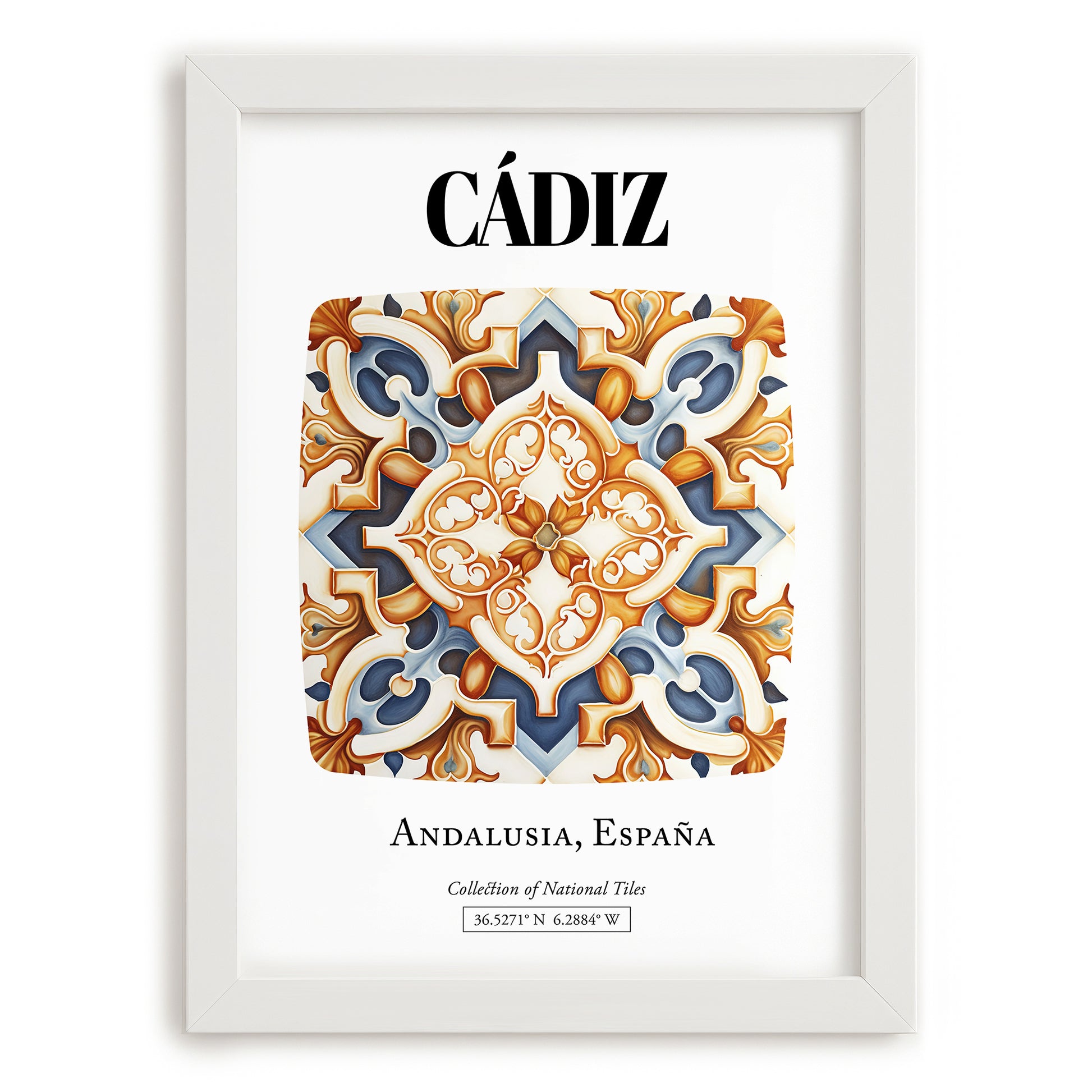 Cádiz, Spain – Travel Poster, placed in minimal white frame