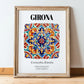 Girona, Spain – Travel Poster, in wooden frame leaning on the floor