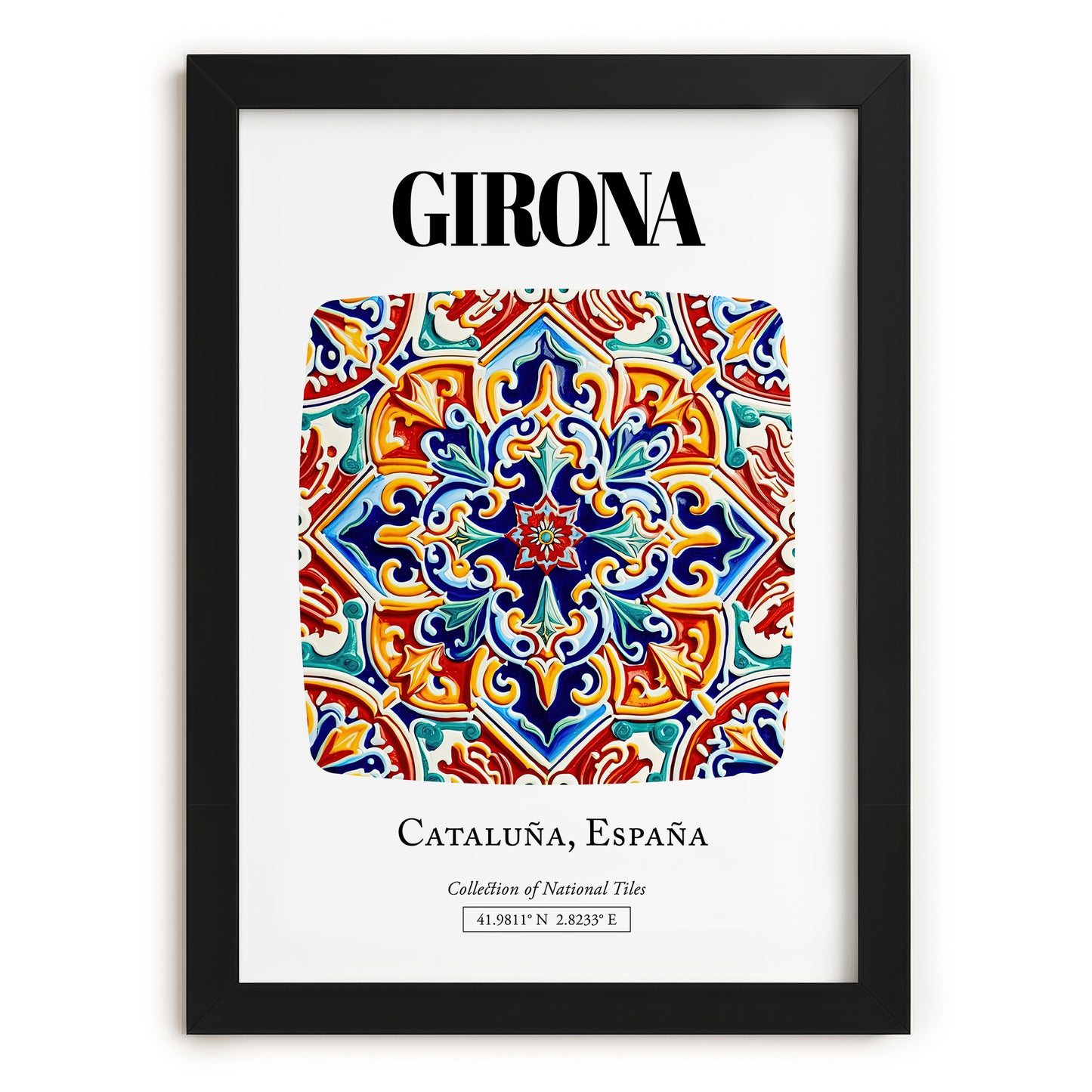 Girona, Spain – Travel Poster, in sleek black frame