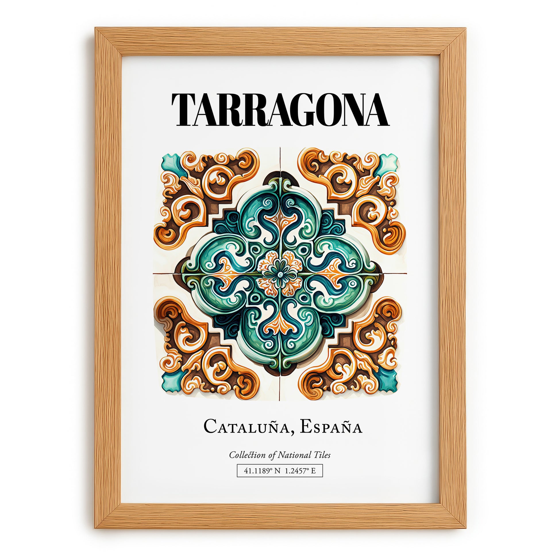 Tarragona, Spain – World Heritage Travel Poster, set in oak frame