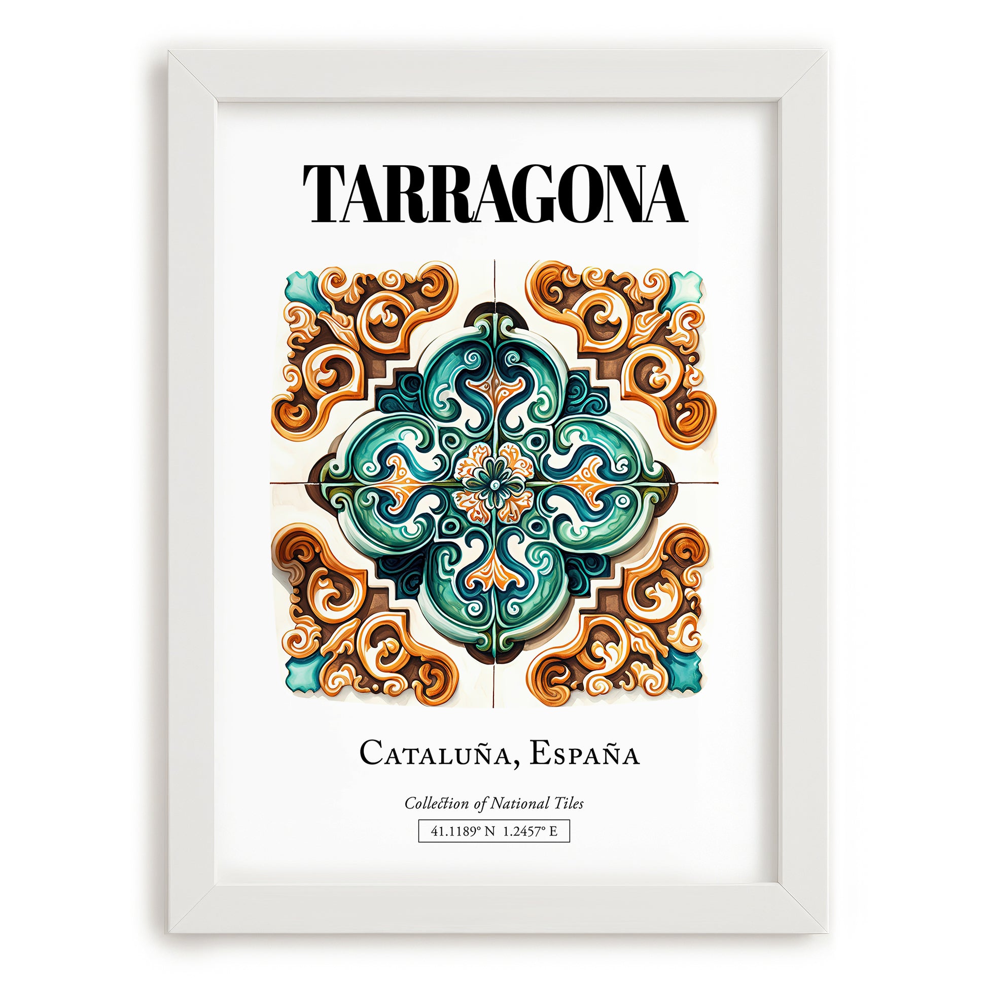 Tarragona, Spain – World Heritage Travel Poster, placed in minimal white frame
