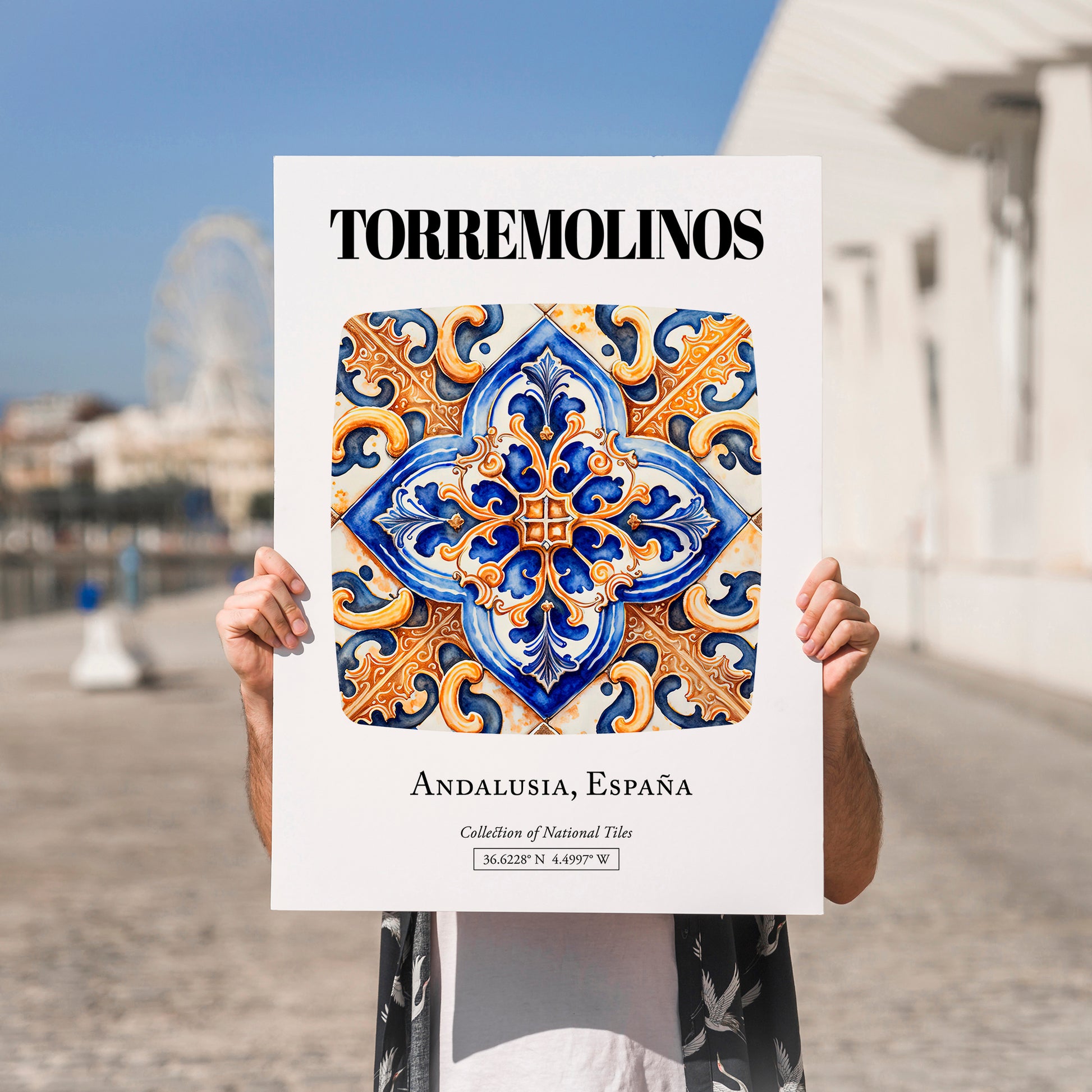 Torremolinos, Spain – Travel Print, no-text version framed in wood