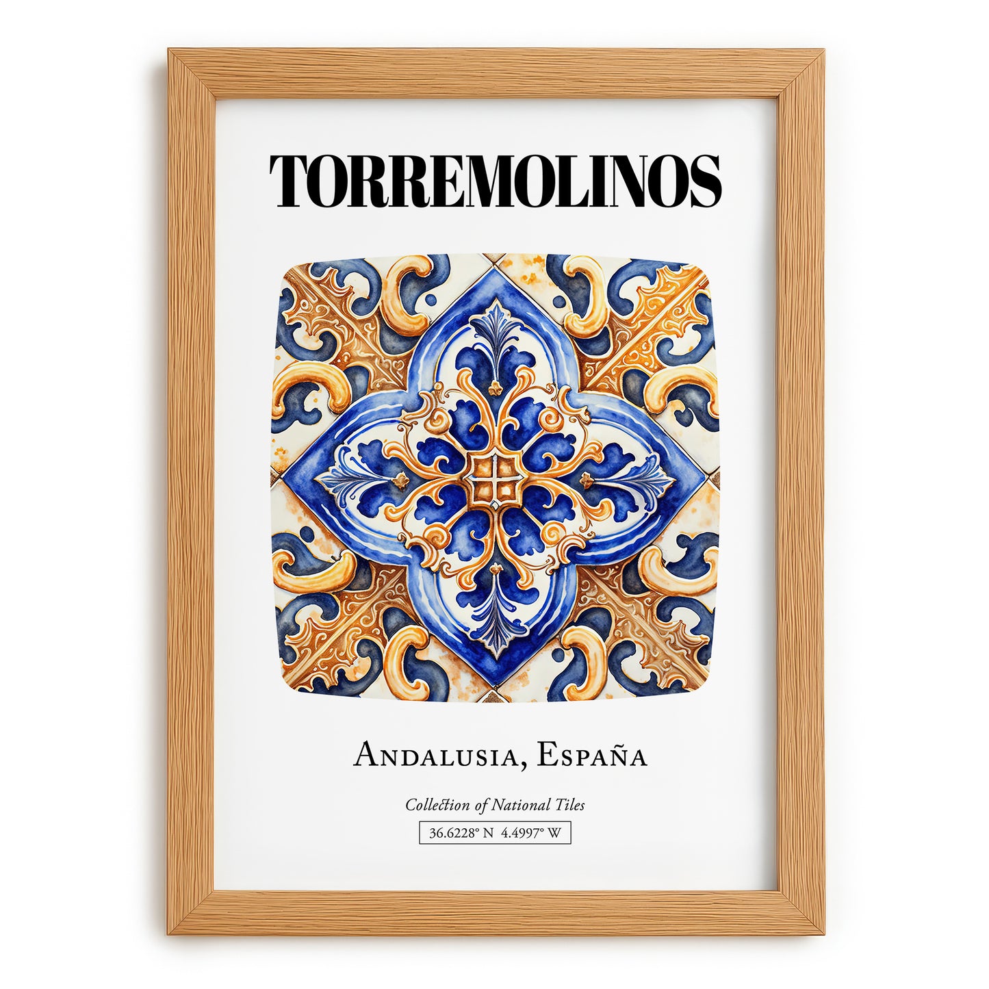 Torremolinos, Spain – Travel Print, set in oak frame