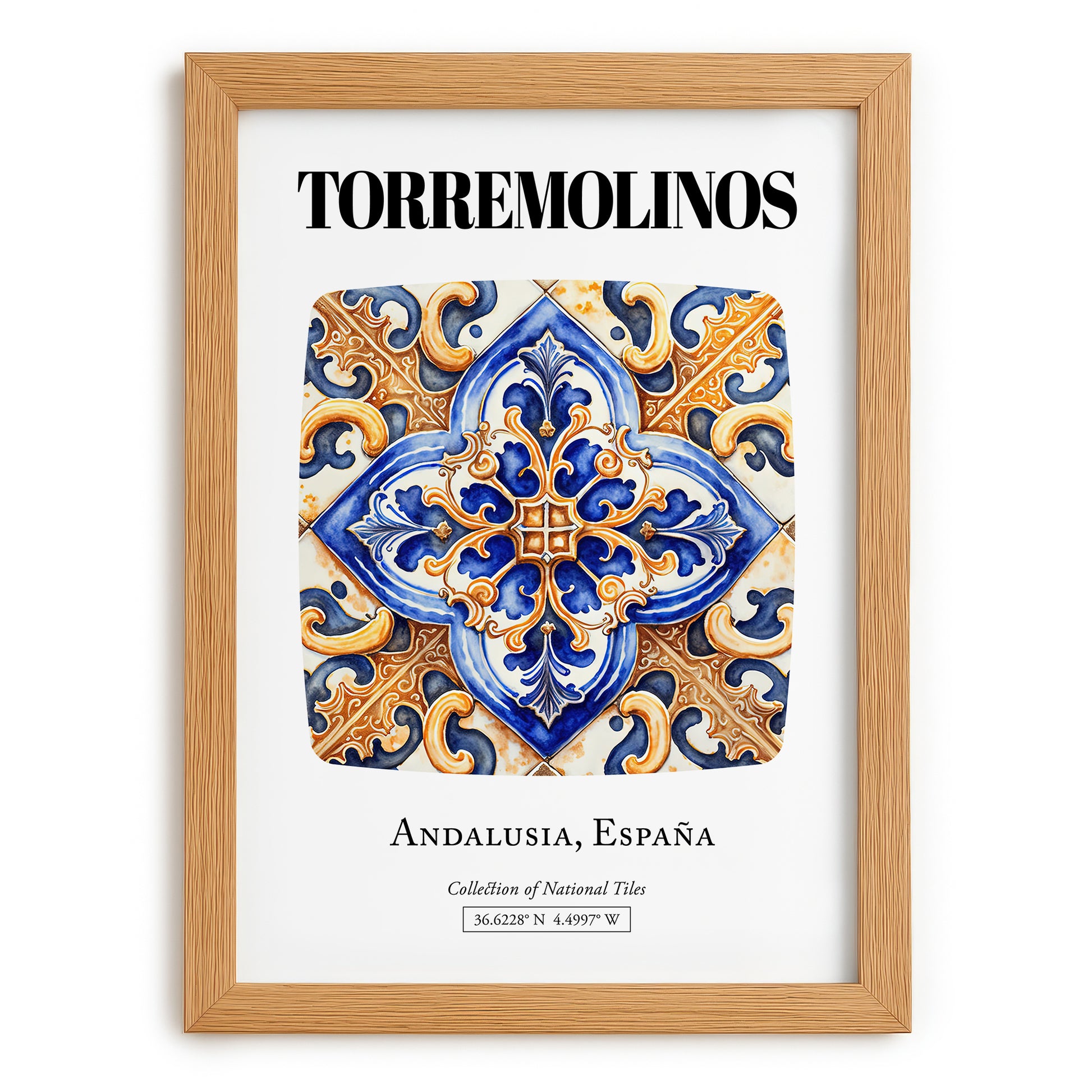 Torremolinos, Spain – Travel Print, set in oak frame