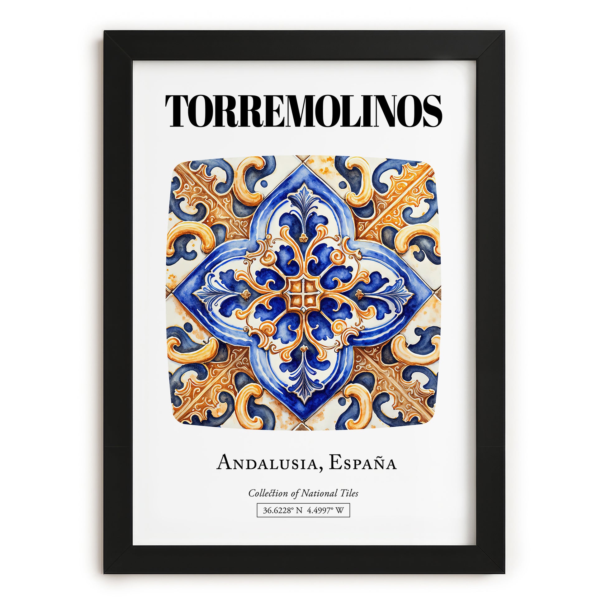 Torremolinos, Spain – Travel Print, in sleek black frame