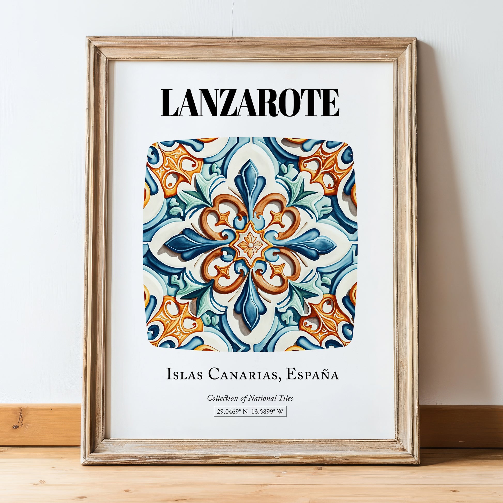 Lanzarote, Spain – Wanderlust-Inspired Poster, in wooden frame leaning on the floor
