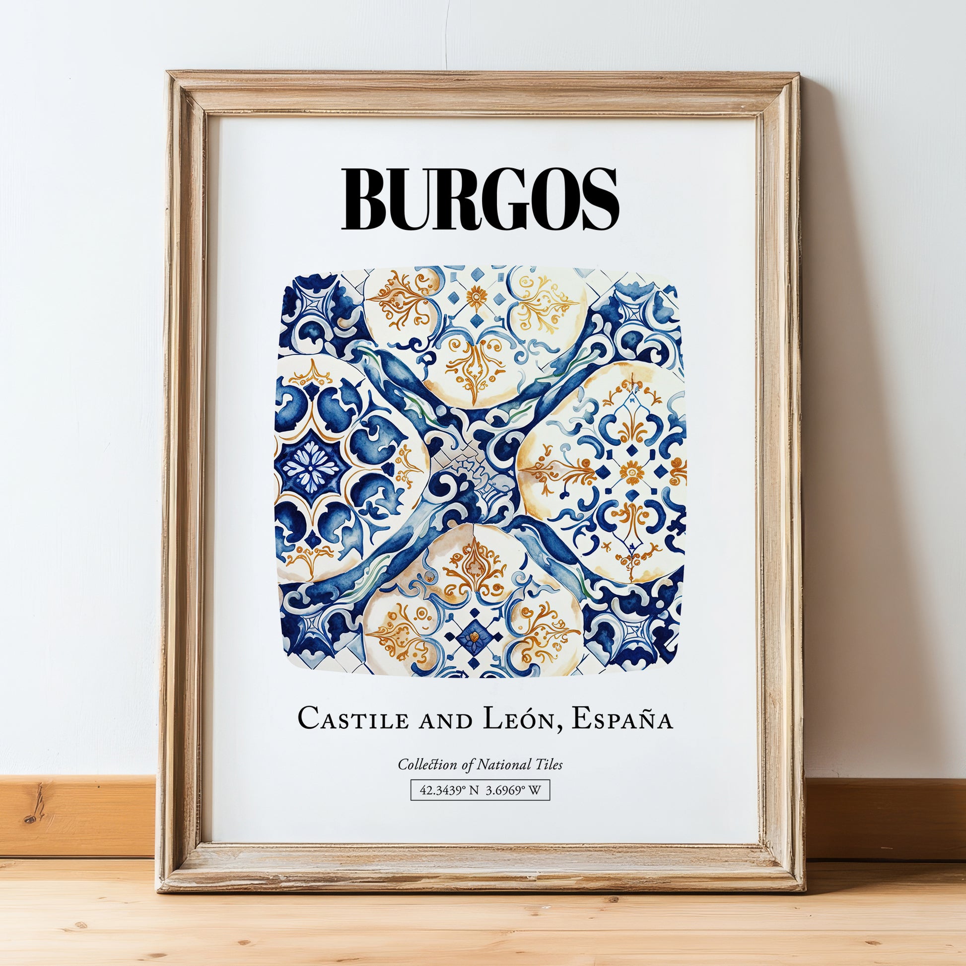Burgos, Spain – Global Wall Art, in wooden frame leaning on the floor