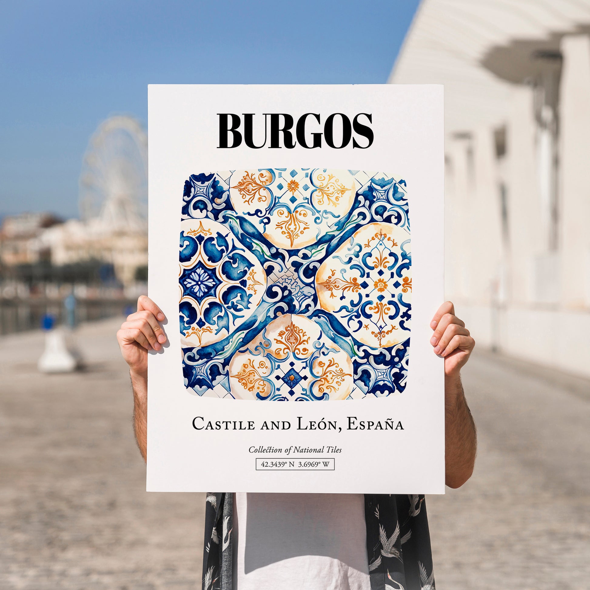 Burgos, Spain – Global Wall Art, no-text version framed in wood