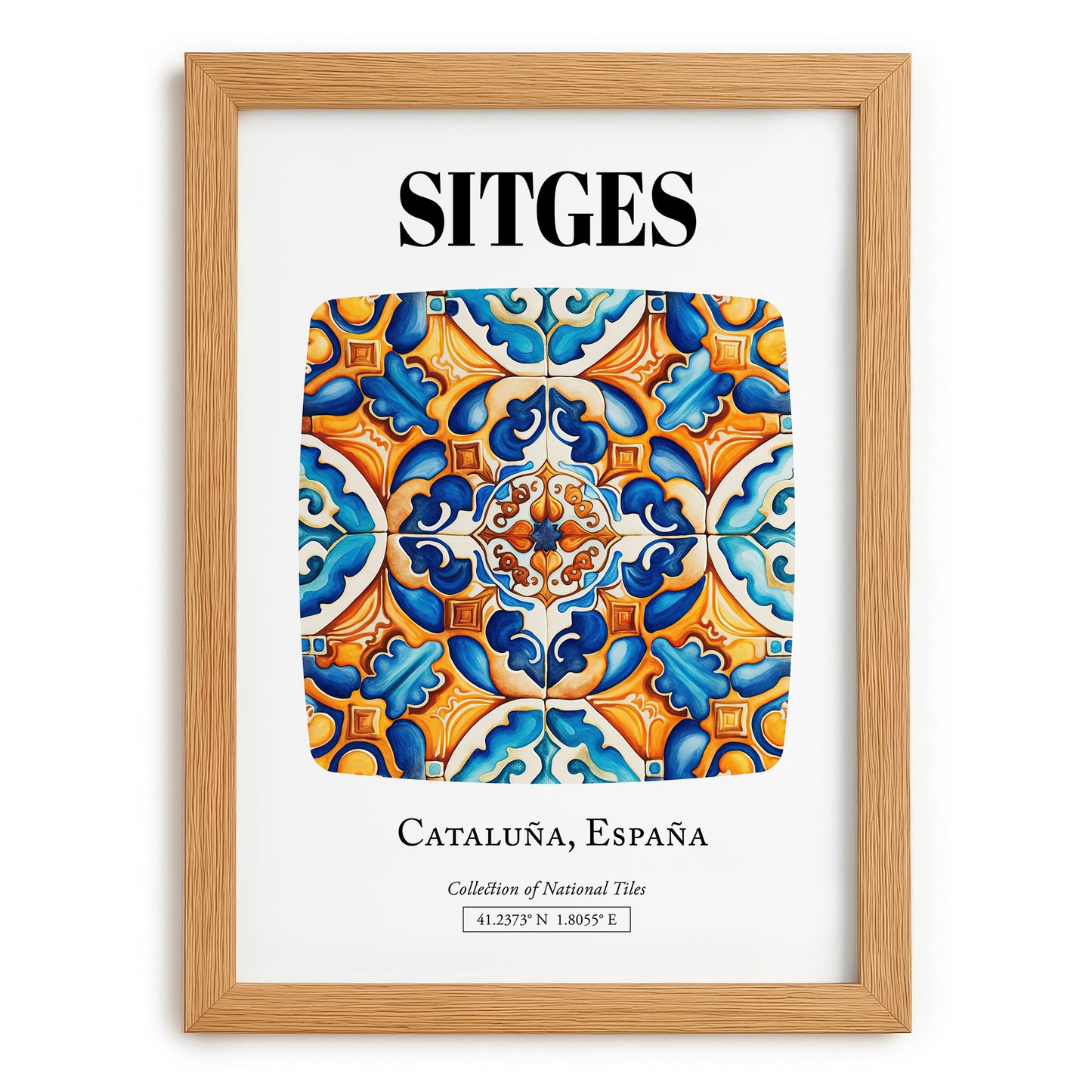 Sitges, Spain – Travel Print, set in oak frame