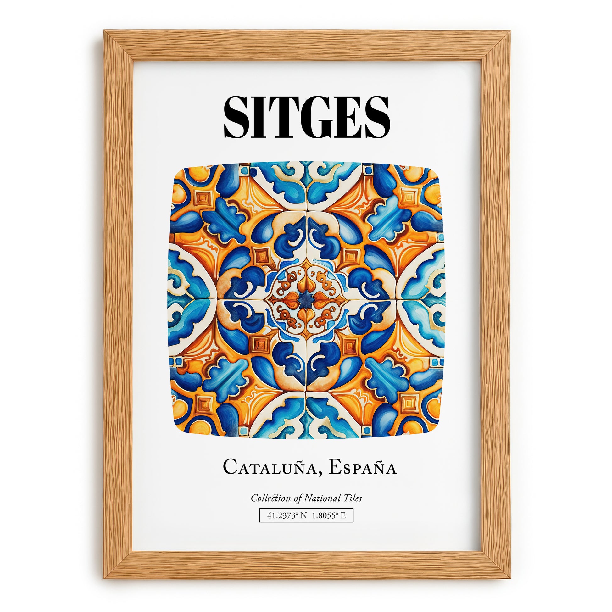 Sitges, Spain – Travel Print, set in oak frame