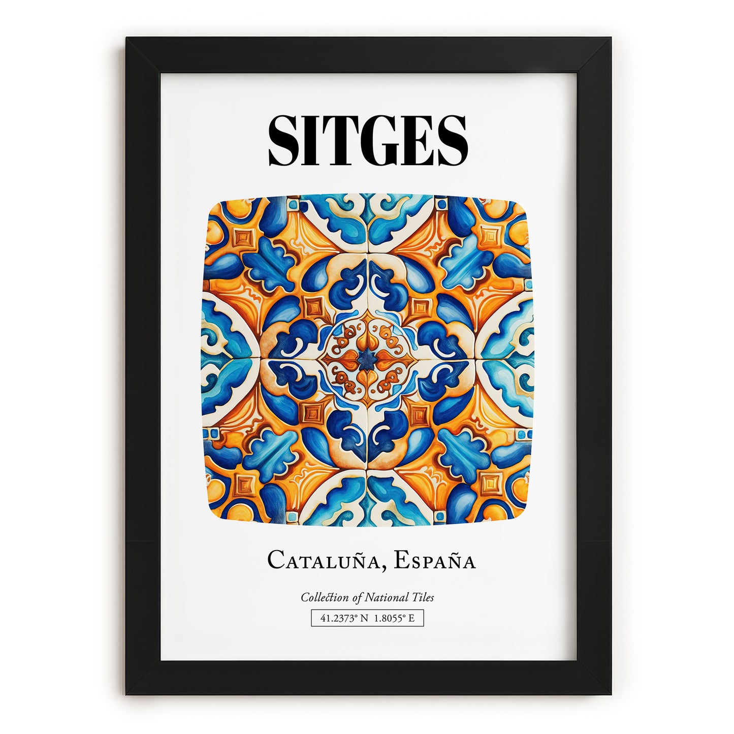 Sitges, Spain – Travel Print, in sleek black frame