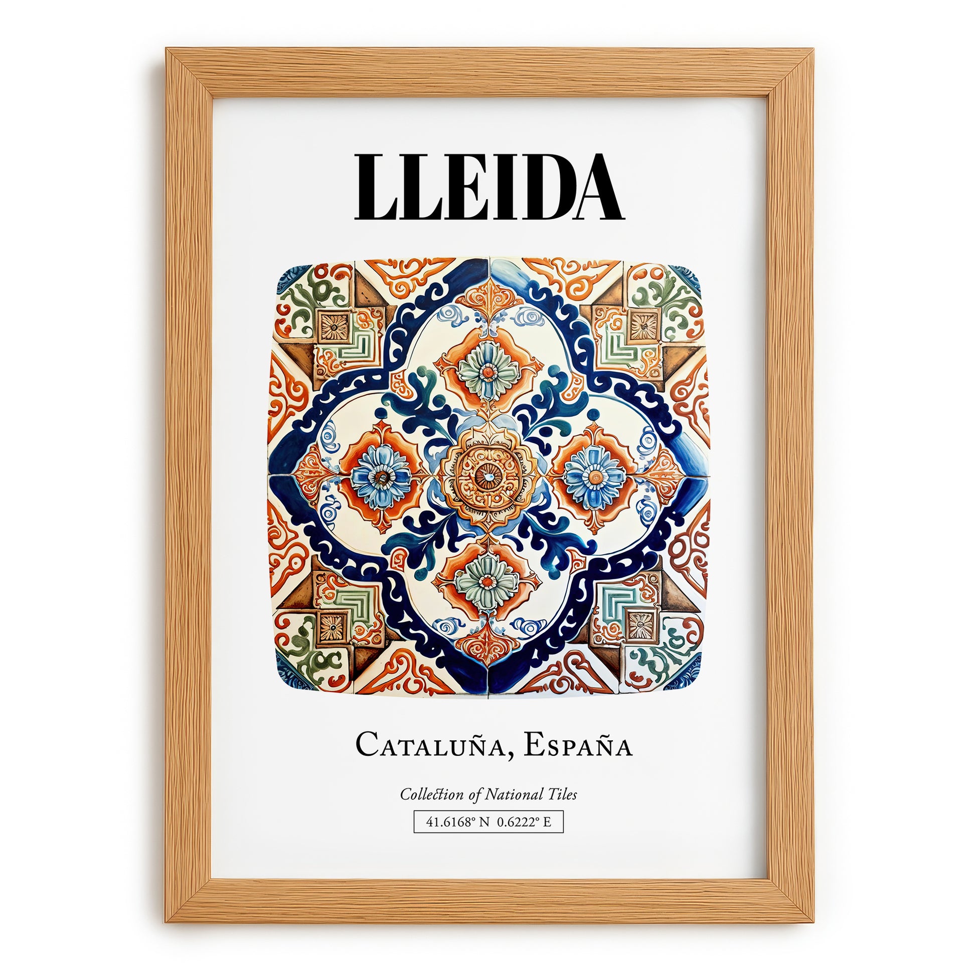 Lleida, Spain – Travel Destination Art, set in oak frame