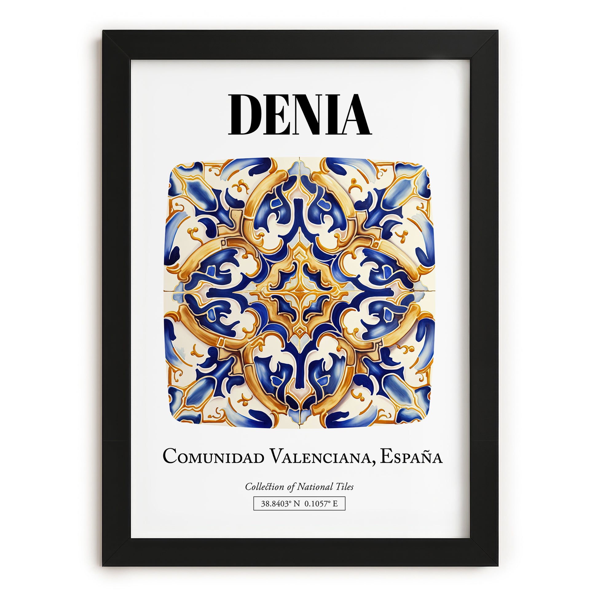 Denia, Spain – Travel Poster, in sleek black frame