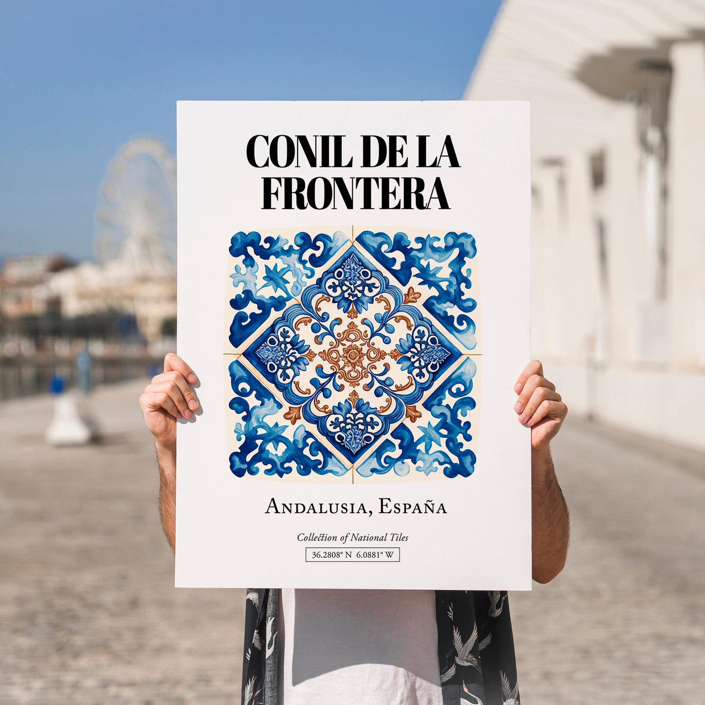 Conil De La Frontera, Spain – Travel Destination Art, no-text version framed in wood