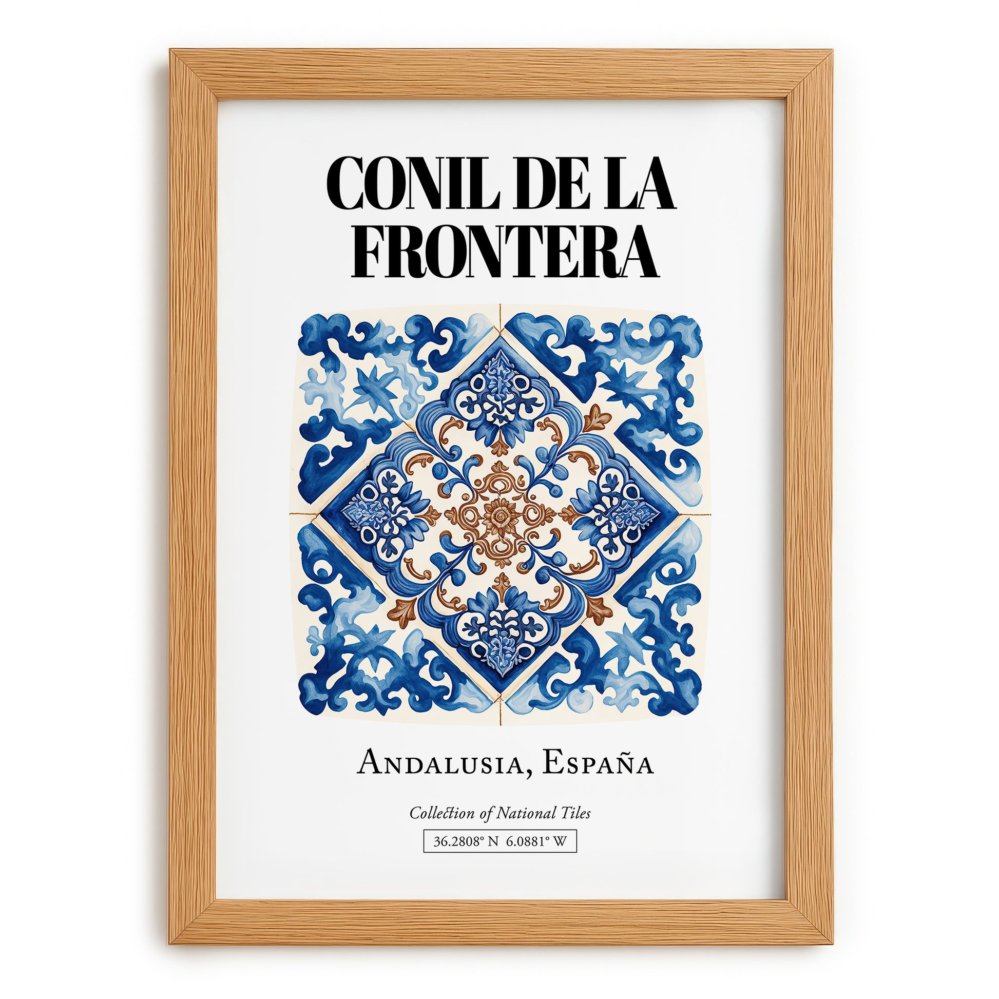 Conil De La Frontera, Spain – Travel Destination Art, set in oak frame