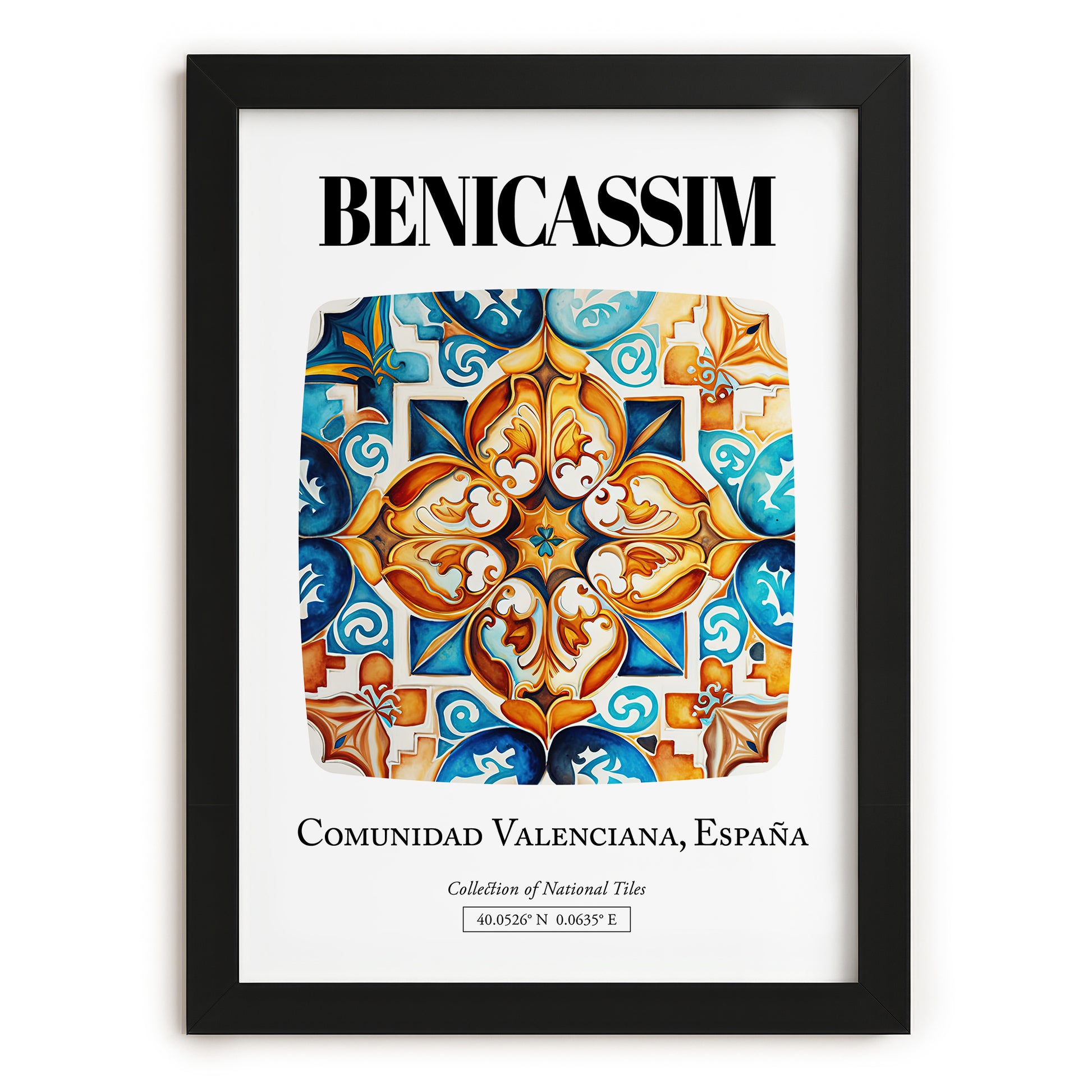 Benicassim, Spain – Travel Print, in sleek black frame