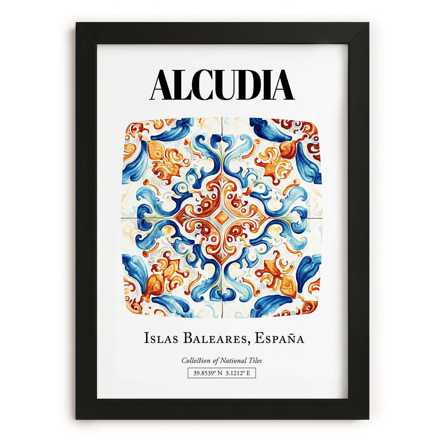Alcudia, Spain – National Pride Wall Decor, in sleek black frame