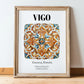 Vigo, Spain – Travel Print, in wooden frame leaning on the floor