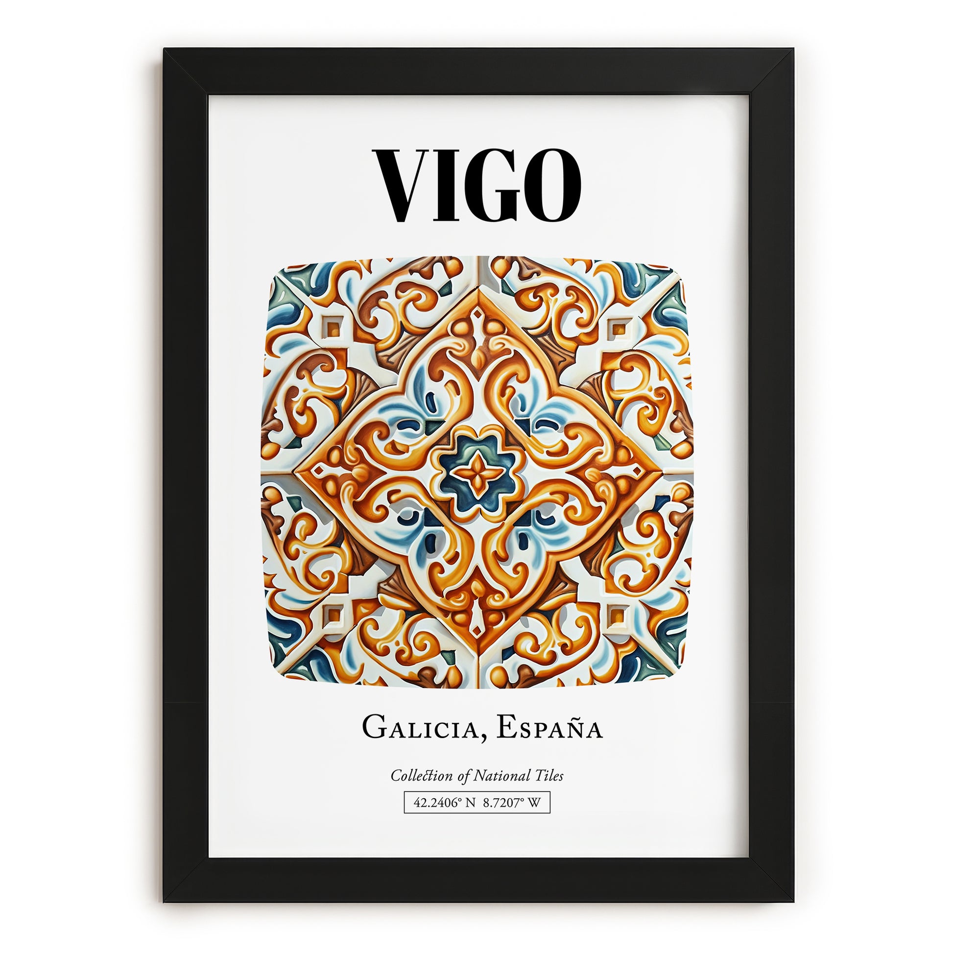 Vigo, Spain – Travel Print, in sleek black frame