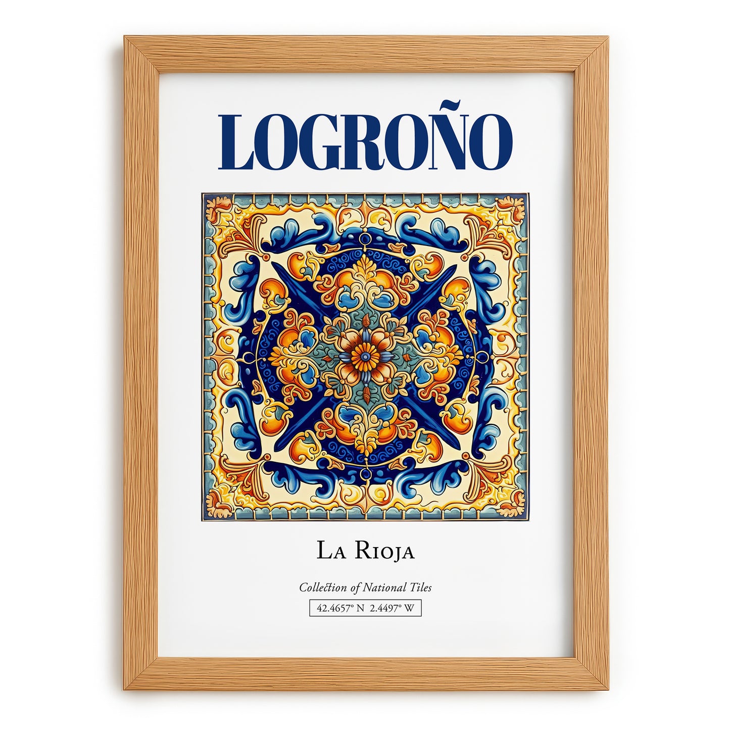 Logroño, Spain – Travel Print, set in oak frame