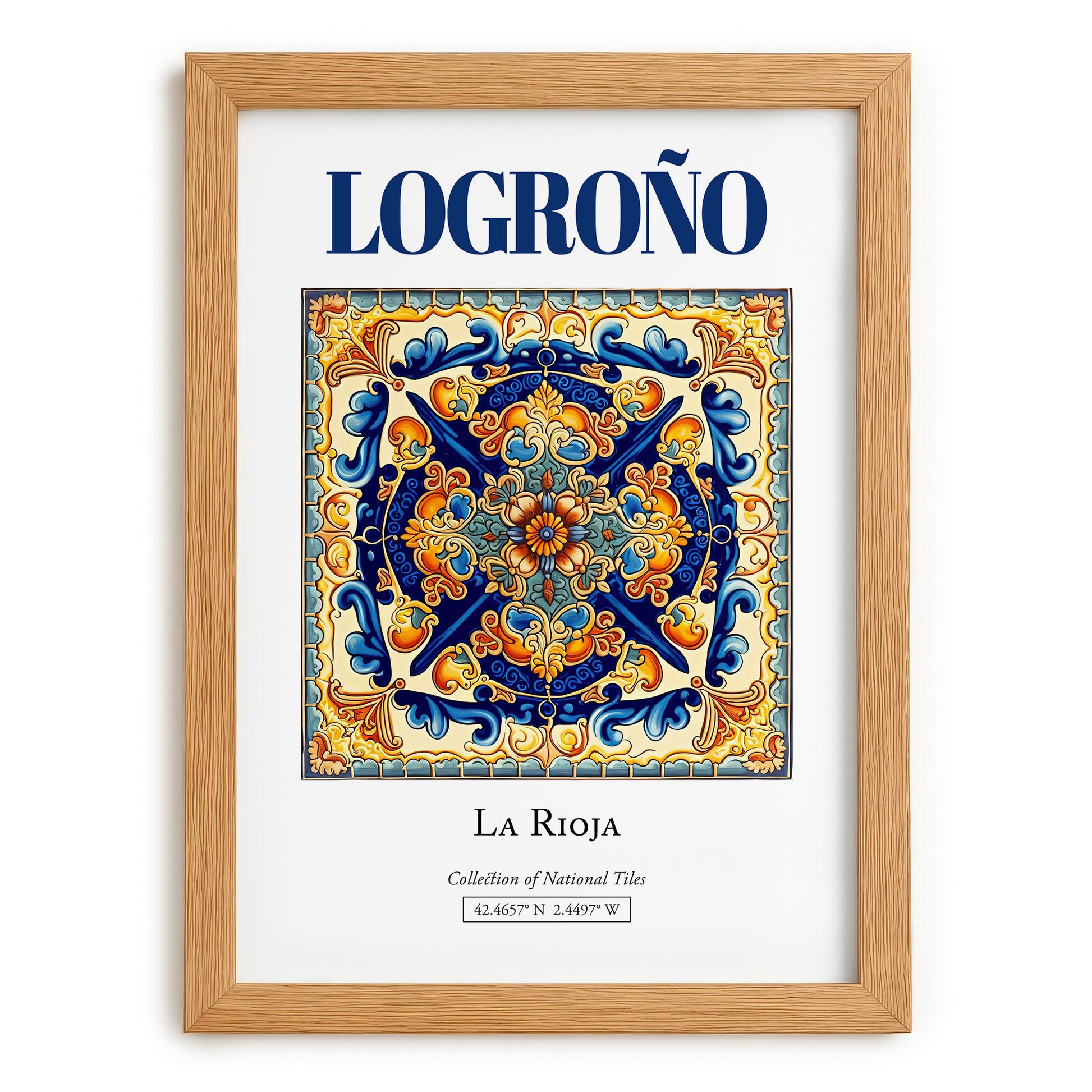 Logroño, Spain – Travel Print, set in oak frame
