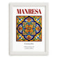 Manresa, Spain – Architectural Travel Art, placed in minimal white frame