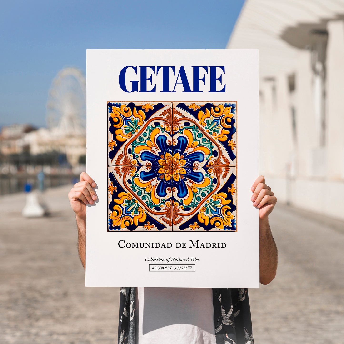 Getafe, Spain – Travel Print, no-text version framed in wood