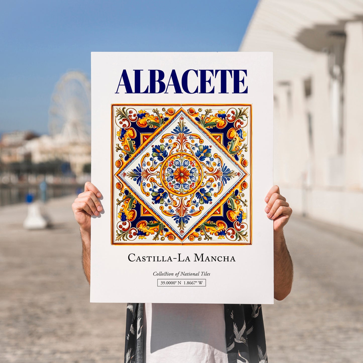Albacete, Spain – Travel Wall Decor, no-text version framed in wood