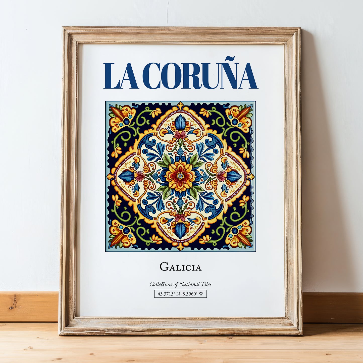 La Coruña (A Coruña), Spain – Cultural Heritage Wall Art, in wooden frame leaning on the floor