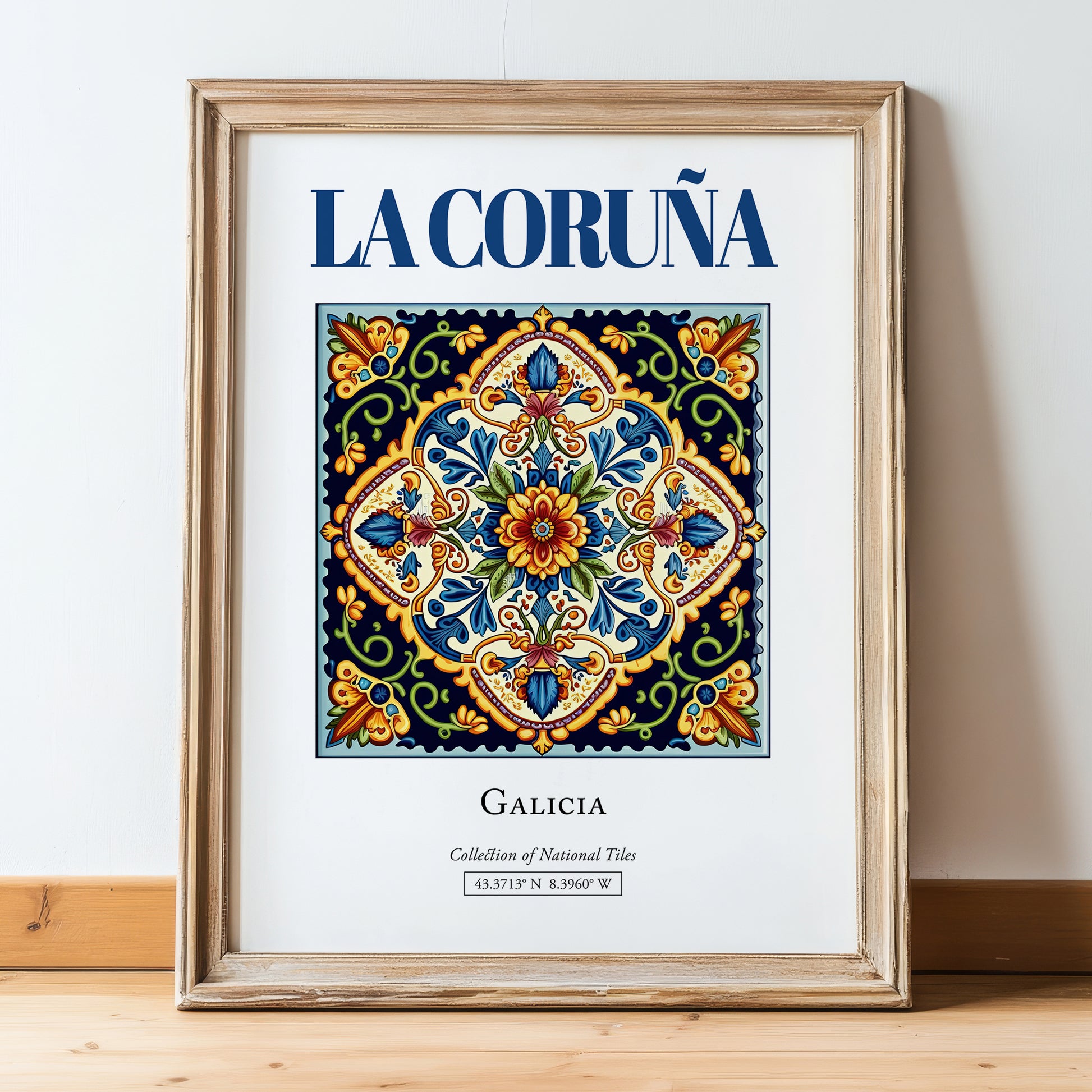 La Coruña (A Coruña), Spain – Cultural Heritage Wall Art, in wooden frame leaning on the floor
