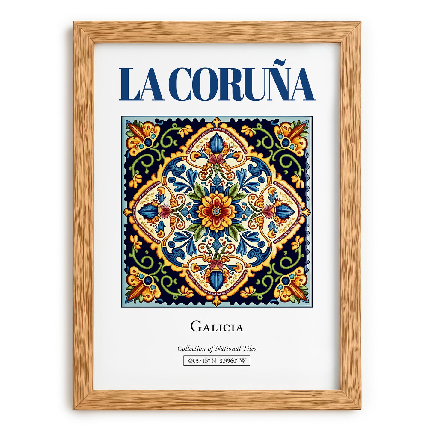 La Coruña (A Coruña), Spain – Cultural Heritage Wall Art, set in oak frame