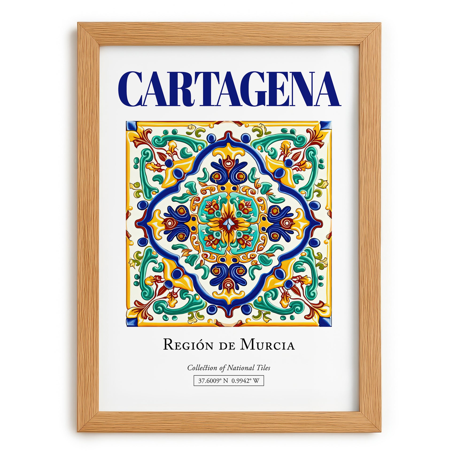 Cartagena, Spain – Minimalist Travel Print, set in oak frame