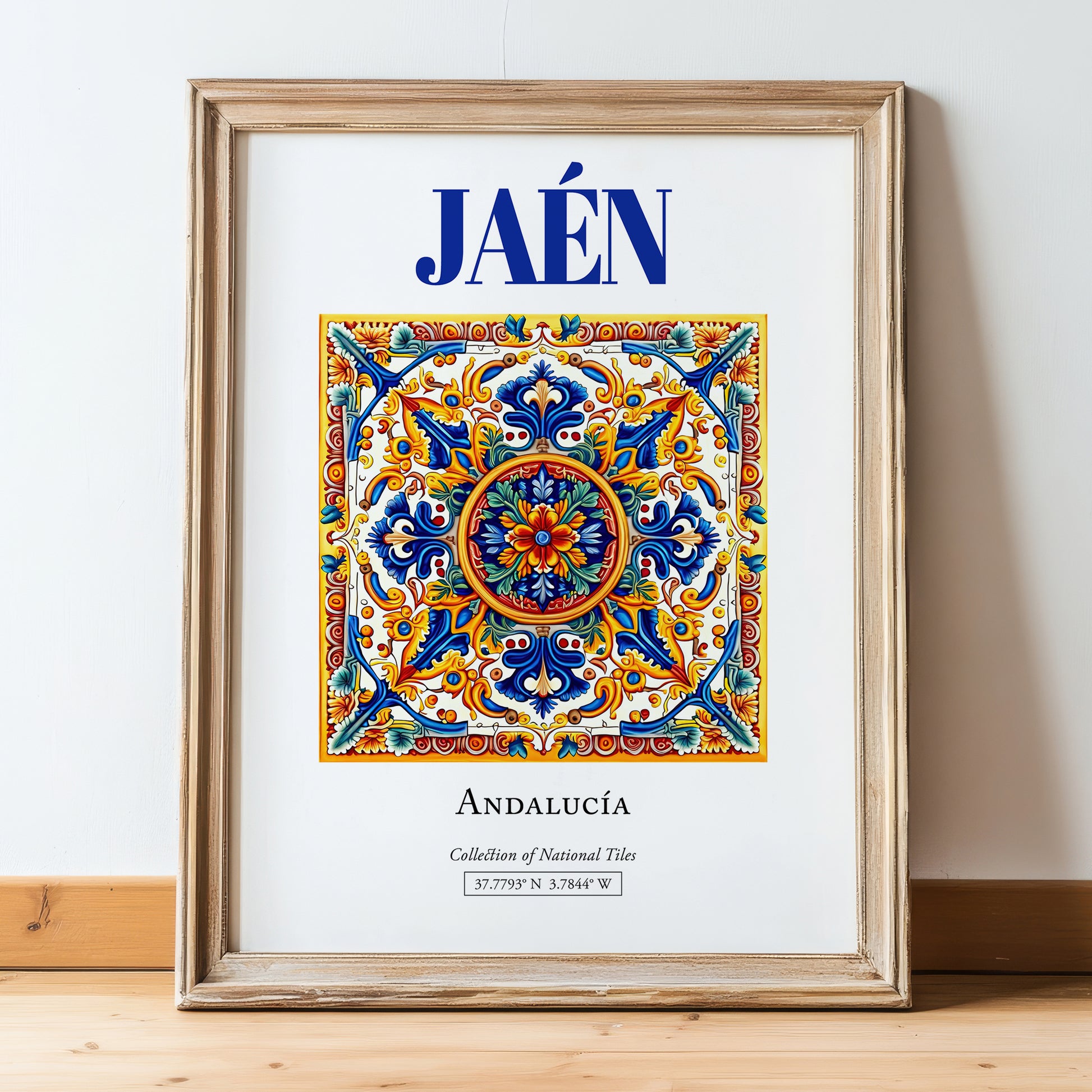 Jaén, Spain – Dream Destination Decor, in wooden frame leaning on the floor
