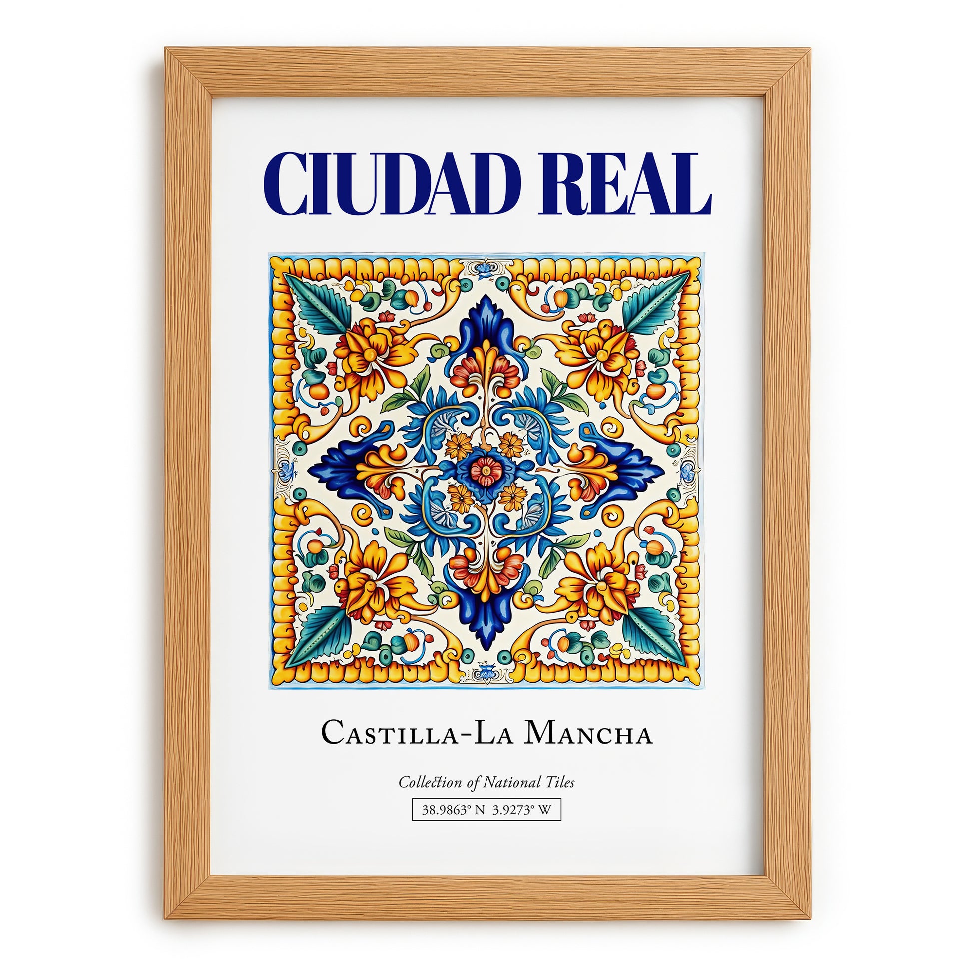 Ciudad Real, Spain – Travel Print, set in oak frame