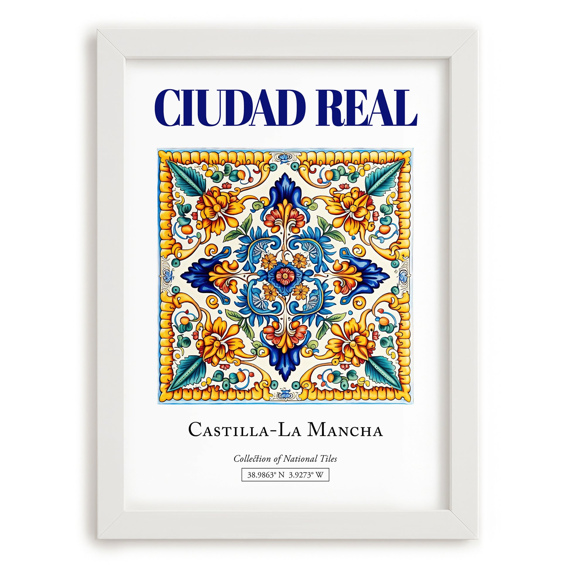Ciudad Real, Spain – Travel Print, placed in minimal white frame