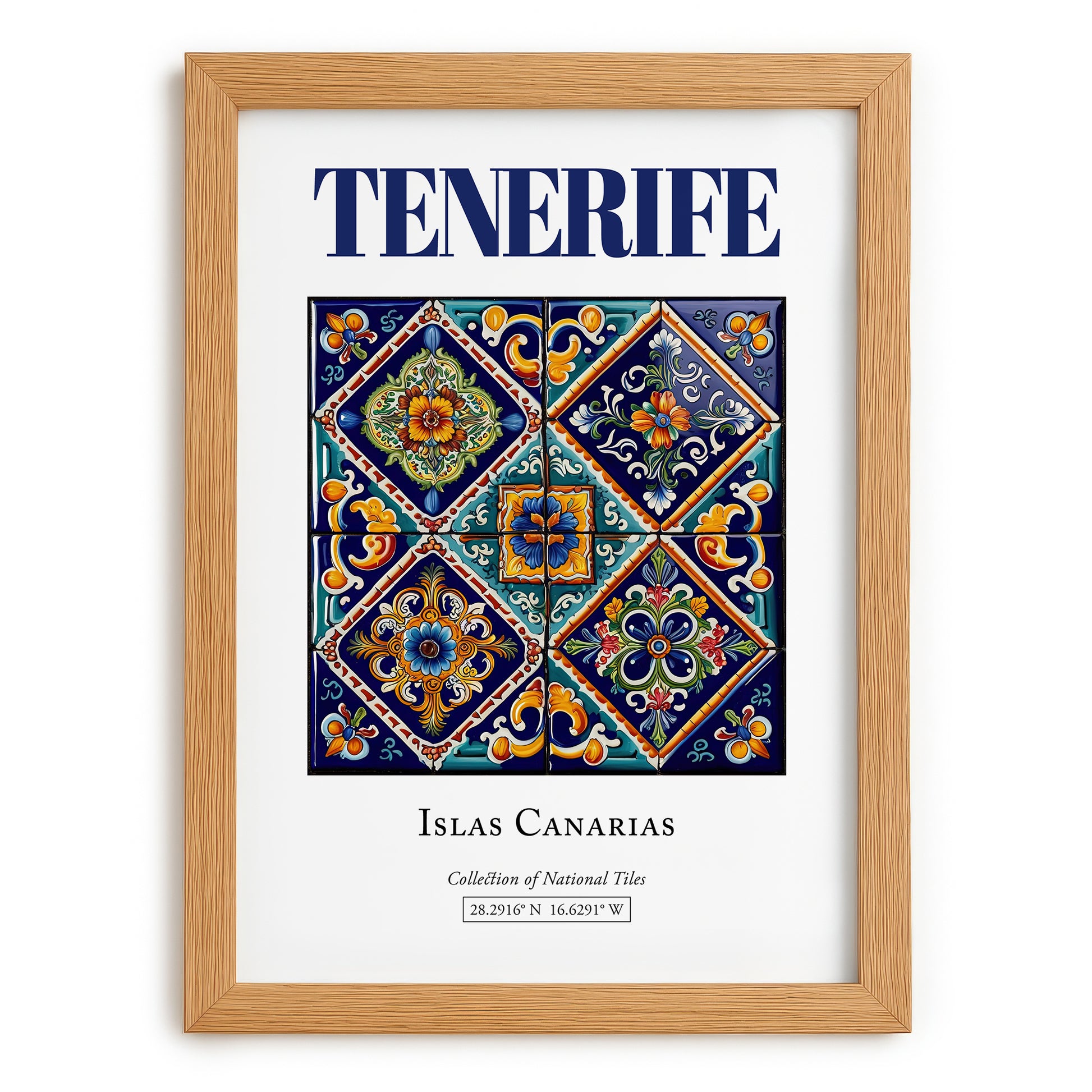 Tenerife, Spain – Travel Print, set in oak frame