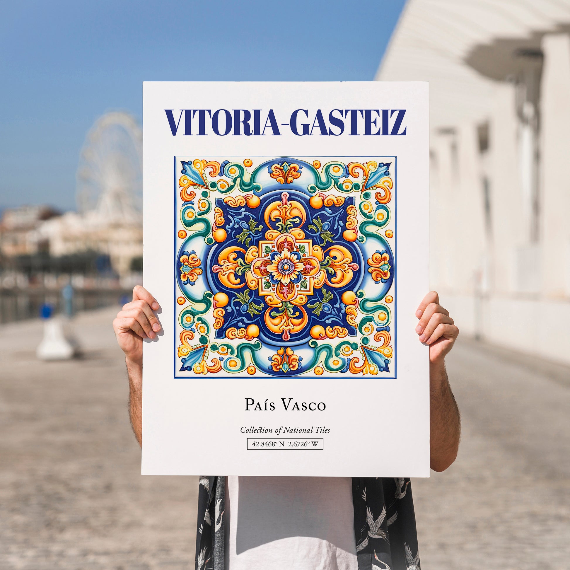 Vitoria-Gasteiz, Spain – Travel Print, no-text version framed in wood