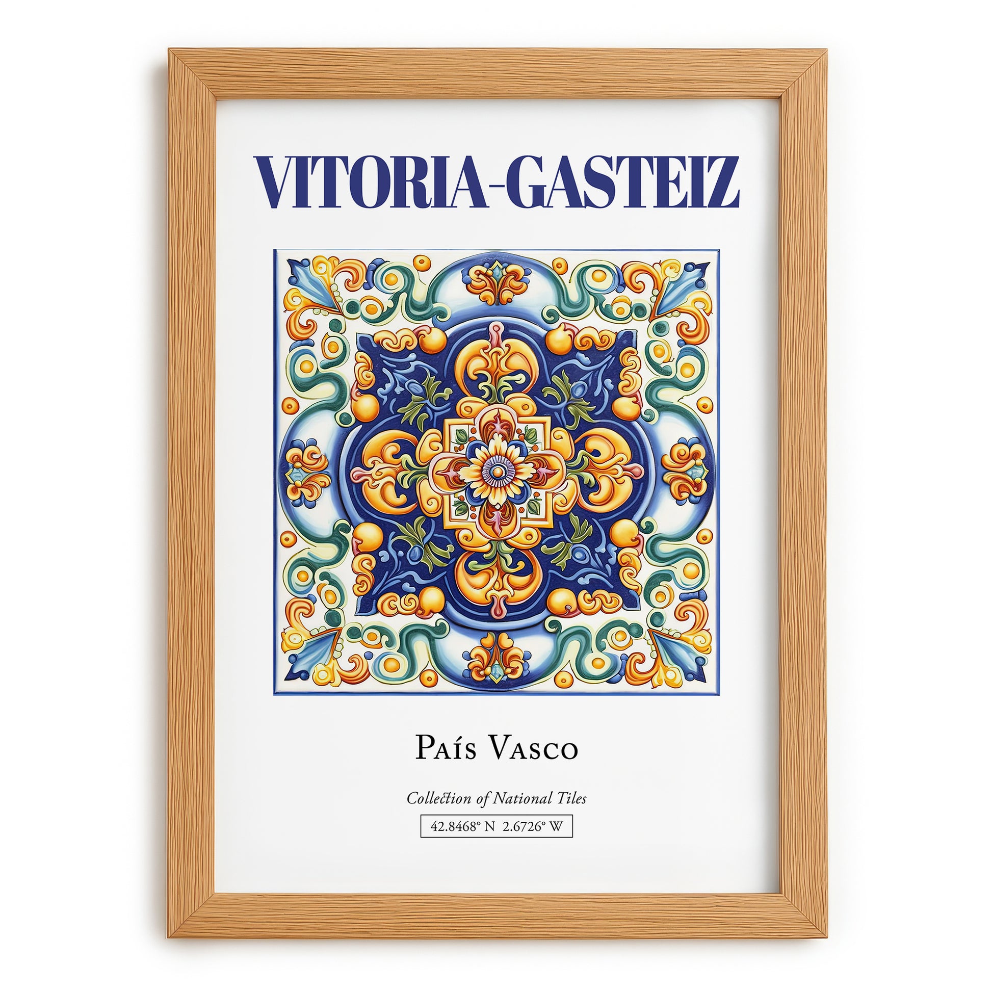Vitoria-Gasteiz, Spain – Travel Print, set in oak frame