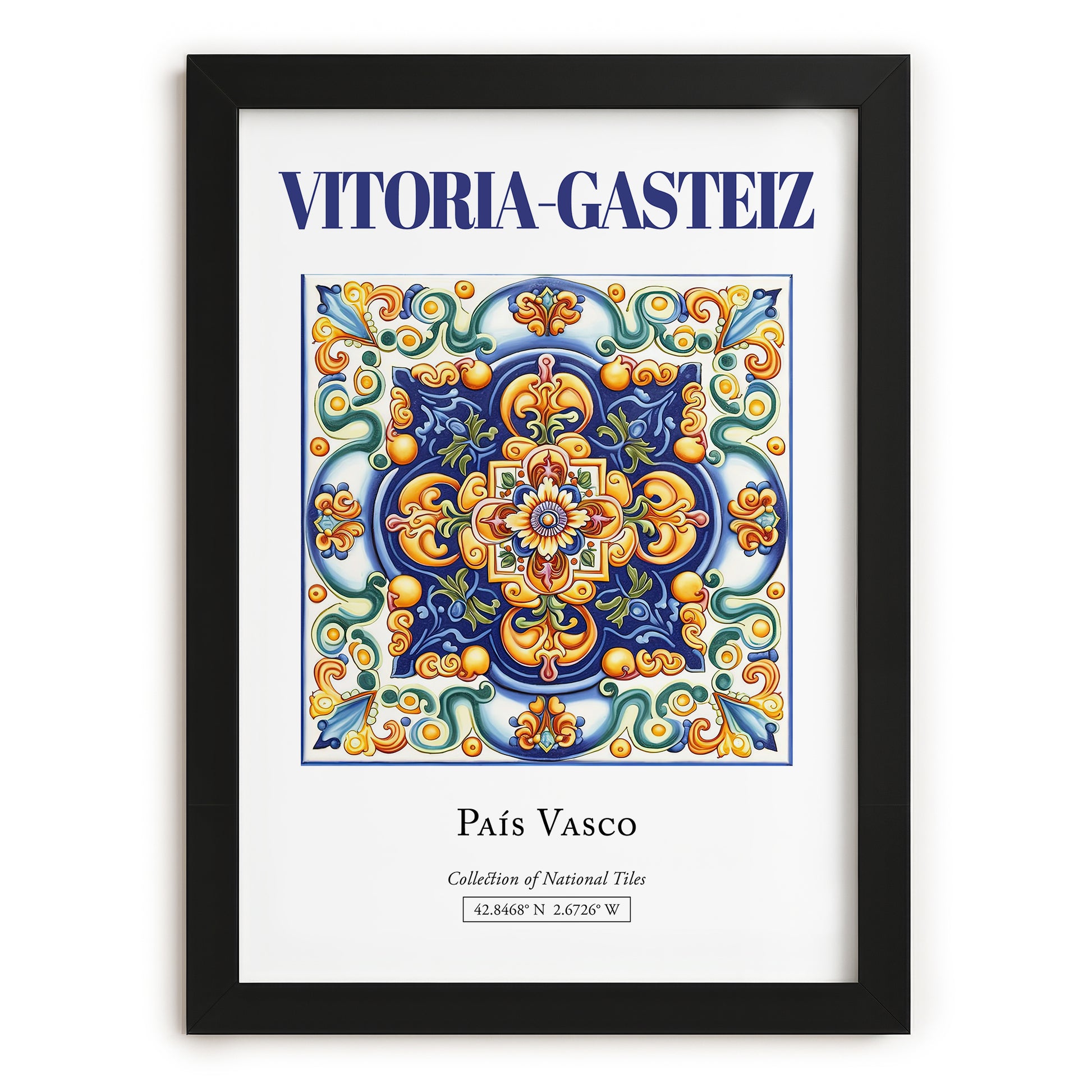 Vitoria-Gasteiz, Spain – Travel Print, in sleek black frame