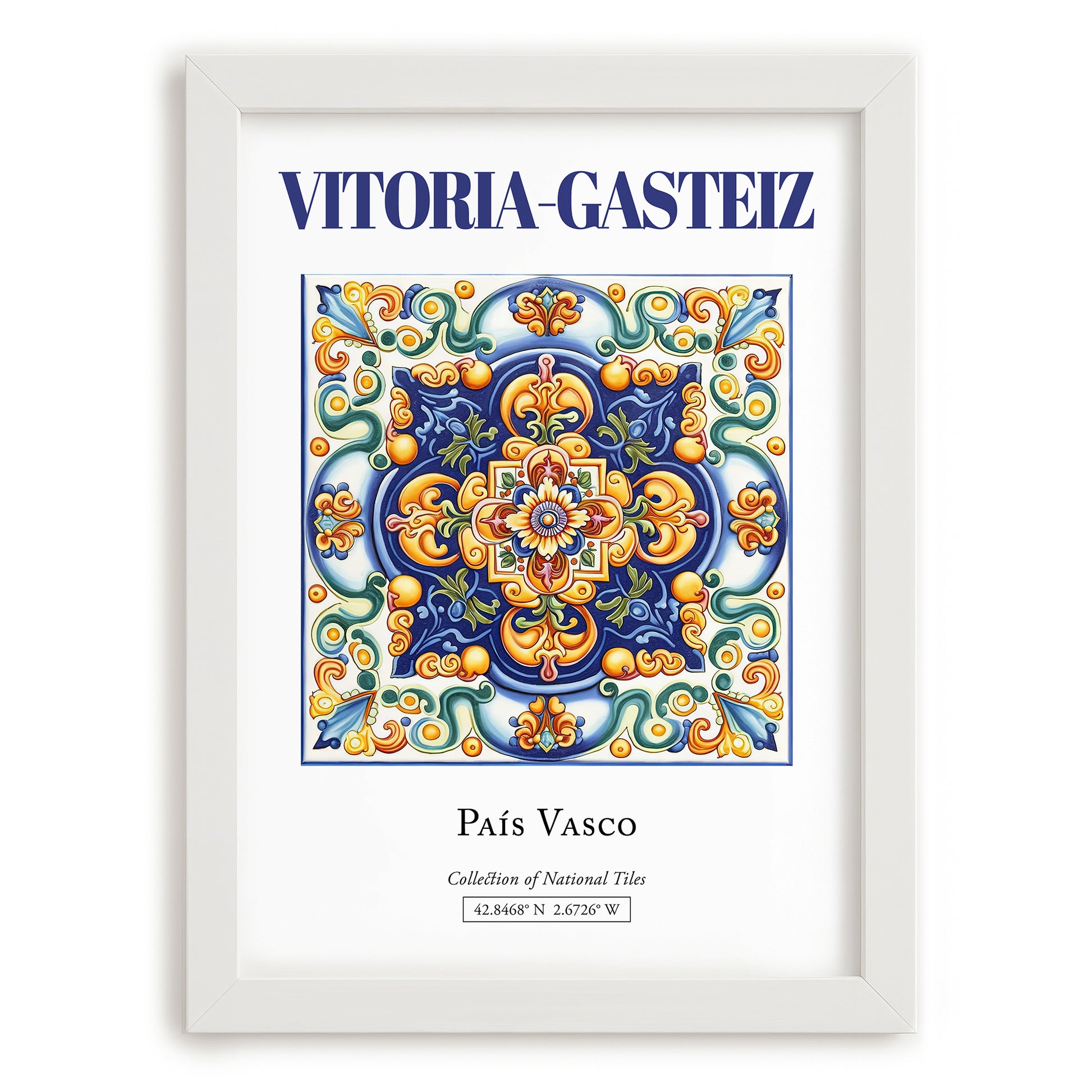 Vitoria-Gasteiz, Spain – Travel Print, placed in minimal white frame
