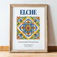 Elche, Spain – Travel Wall Art, in wooden frame leaning on the floor