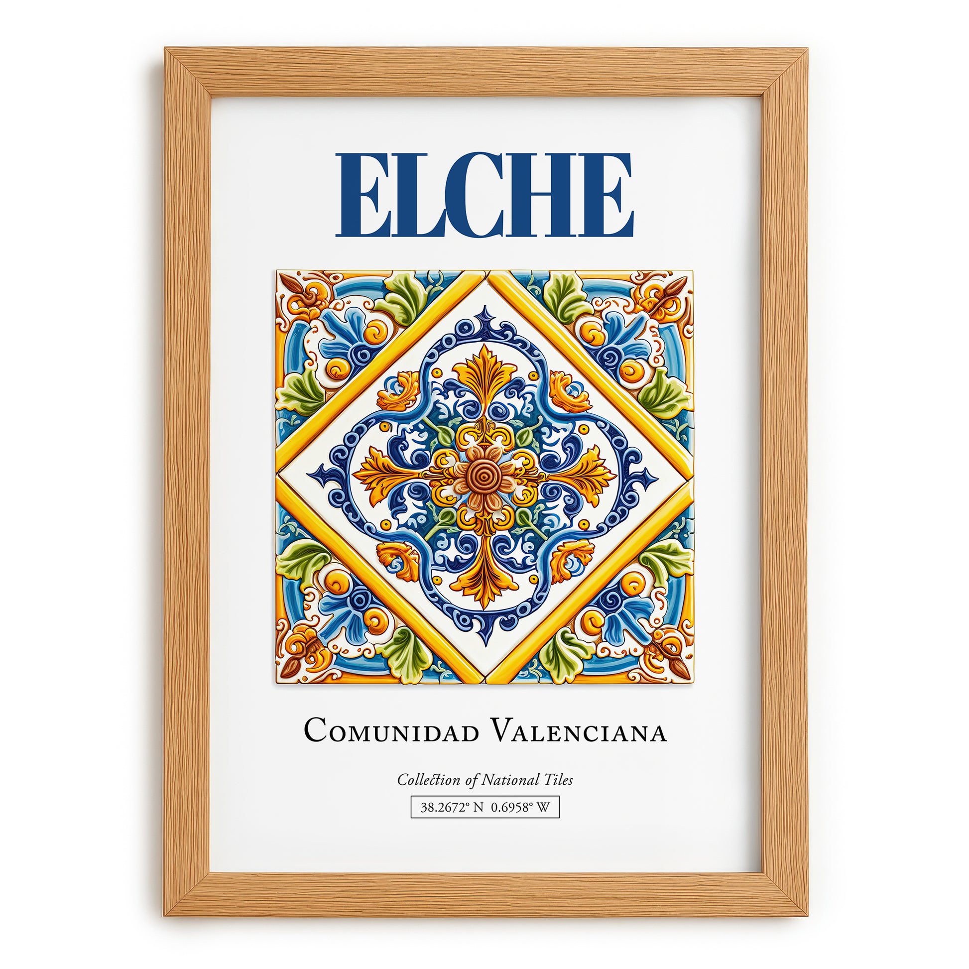 Elche, Spain – Travel Wall Art, set in oak frame